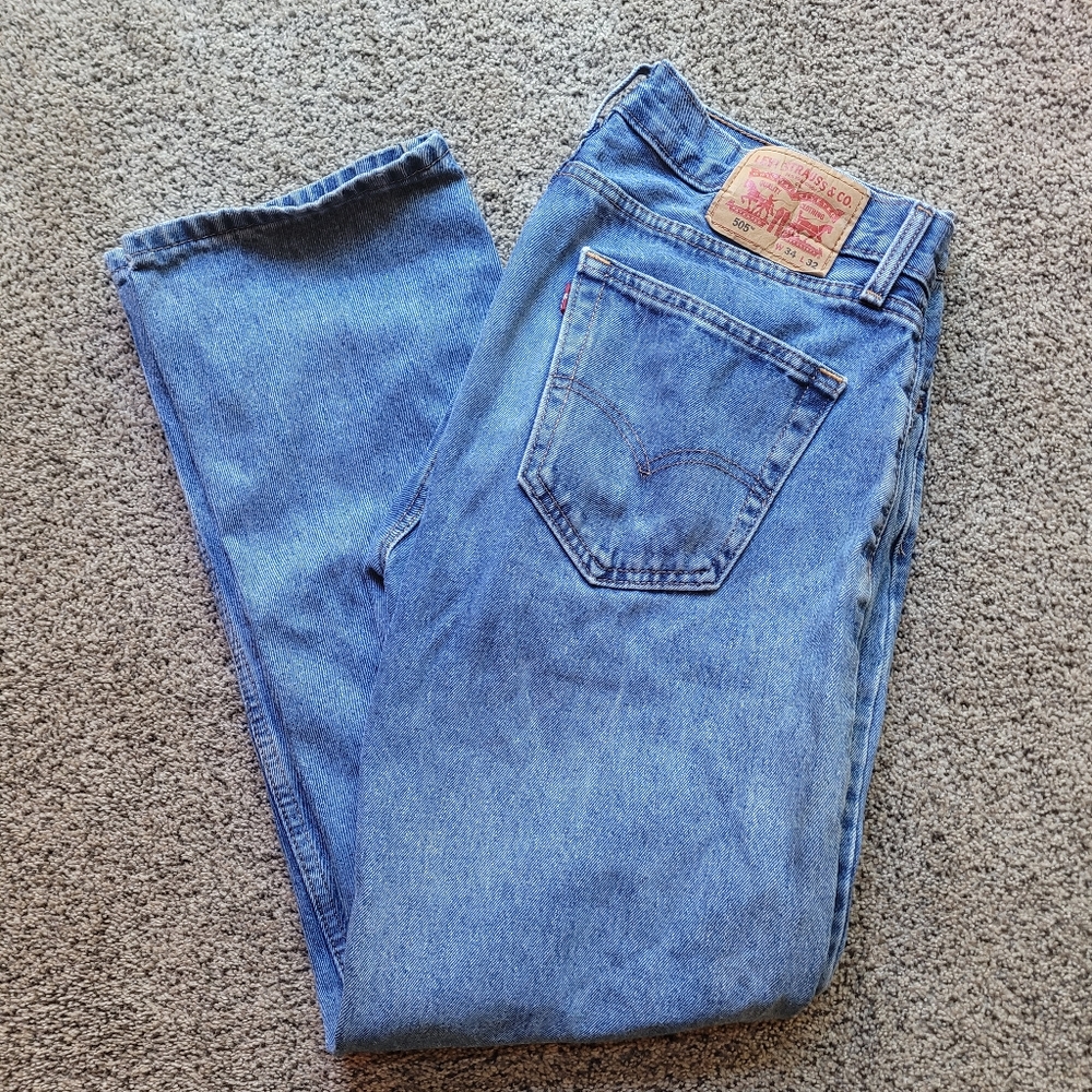 Levi's Mens Jeans 505 34x32 Relaxed Medium Wash Denim